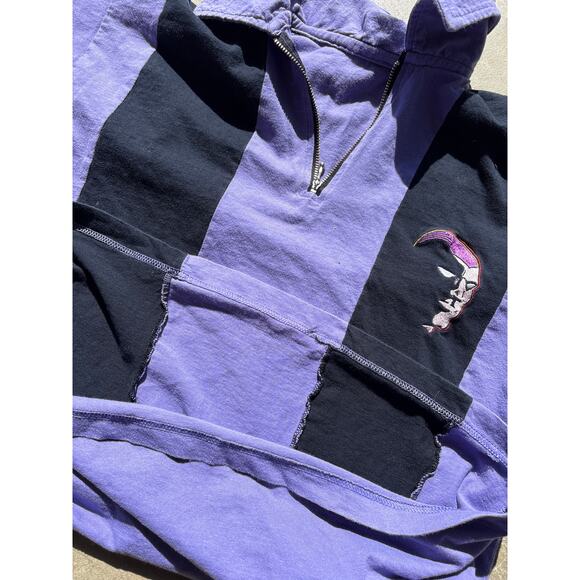 The Phantom color block 1/4 zip collared polo purple/black Large comics retro - Picture 4 of 6